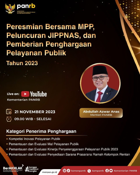 Menteri PANRB Segera Serahkan Penghargaan Anugerah Kepelayanan Publik, Luncurkan JIPPNas & Resmikan 12 MPP