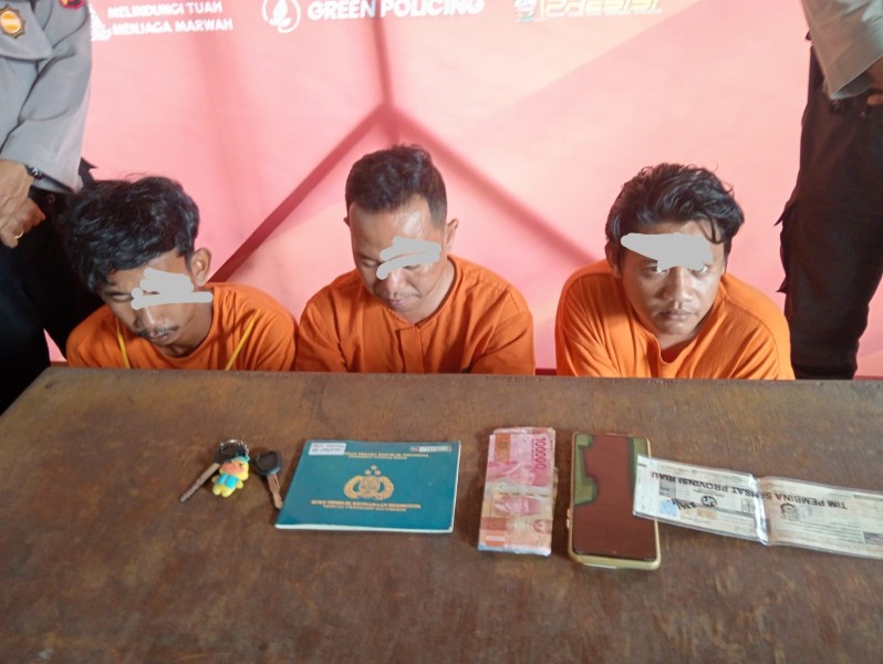 Polsek Pangkalan Kerinci Tangkap Tiga Pelaku Pencurian Sepeda Motor di Penginapan Orzora