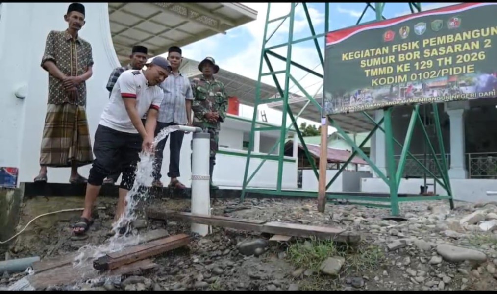 Dandim 0102/Pidie:  Sumur Bor TMMD Hadirkan Sumber Kehidupan Baru bagi Masyarakat