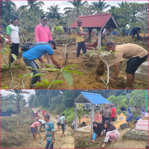 Masyarakat Gotong Royong di TPU Desa Silikuan Hulu Dalam Rangka Menyambut Suci Ramadhan