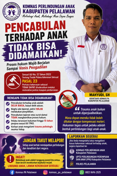 Komnas PA Pelalawan Tegaskan Kasus Pencabulan Anak Tak Bisa Diselesaikan Damai, Masyarakat Diminta Berani Melapor