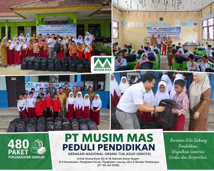 480 Anak Pelalawan Tersenyum, PT Musim Mas Salurkan Bantuan Sekolah Lewat Program GNOTA