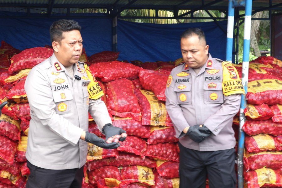 Polres Pelalawan Ungkap Peredaran Bawang Ilegal Hampir 20 Ton, Satu Tersangka Diamankan