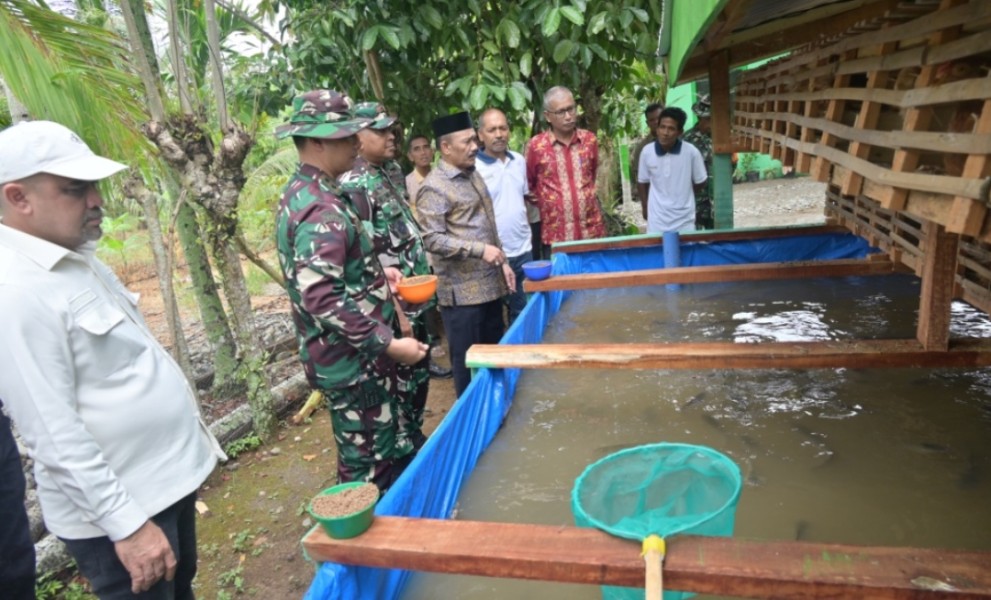 Danrem 011/Lilawangsa Tinjau Sasaran Tambahan TMMD ke-129, Kolam Lele dan Kandang Ayam Petelur