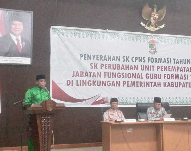 Bupati Pelalawan Serahkan SK CPNS dan PPPK Formasi guru