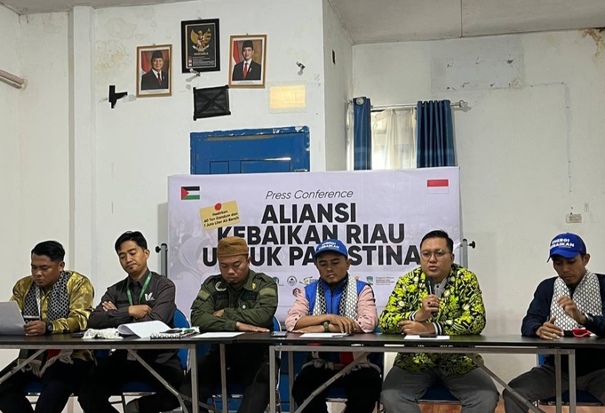 Aliansi Kebaikan Riau Gelar Konferensi Pers: Bantuan Dari Riau Untuk Palestina Akan Dikirim 60 Ton Gandum dan 1 Juta Liter Air Bersih