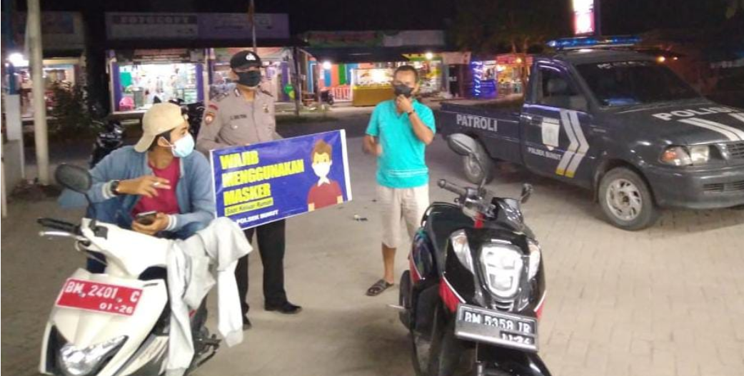 Polsek Bunut Patroli C3 dan Sosialisasi Prokes Malam Hari