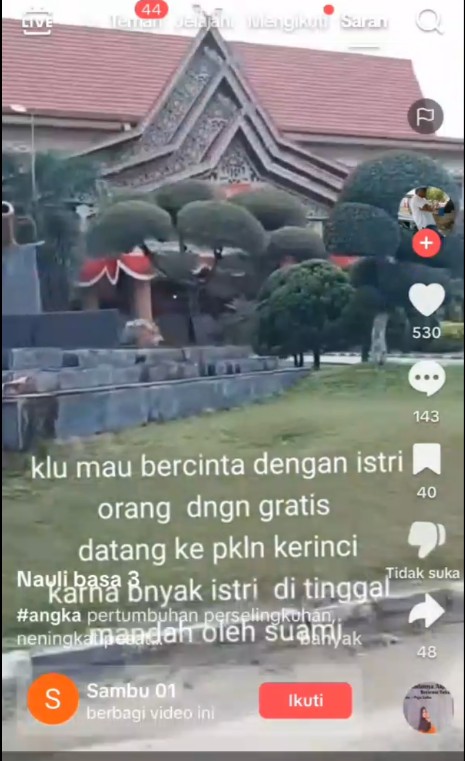 Akun TikTok Diduga Hina Perempuan dan Kantor Bupati Pelalawan, Warga Pelalawan Akan Laporkan Pelaku