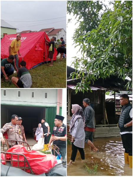 Rumah Terendam Banjir, Warga Pangkalan Kerinci Kota Dirikan Posko Darurat Banjir