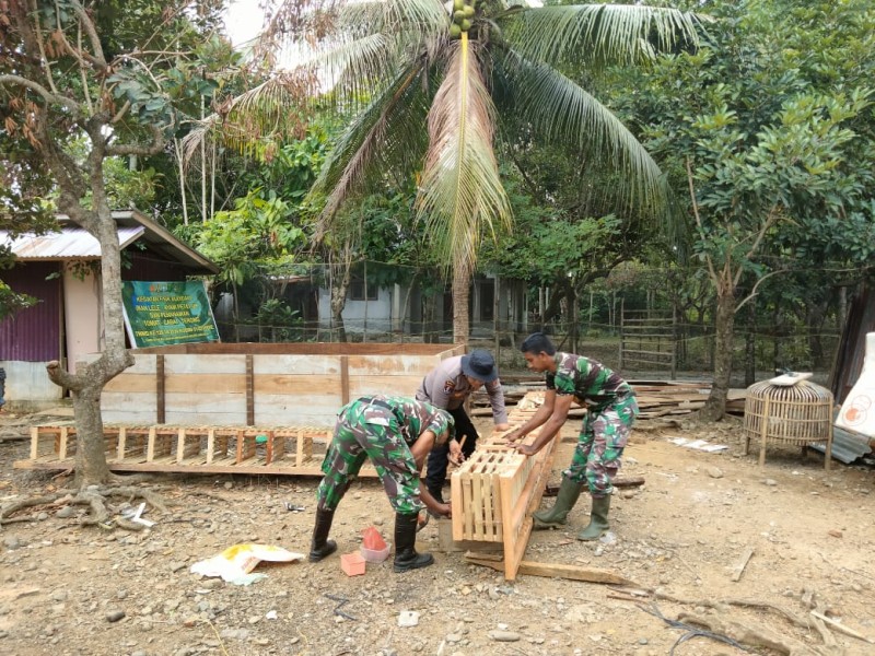 TMMD 129 Kodim 0102/Pidie Hadirkan Ketahanan Pangan, Bangun Kandang Ayam, Kolam Lele dan Kebun Sayur