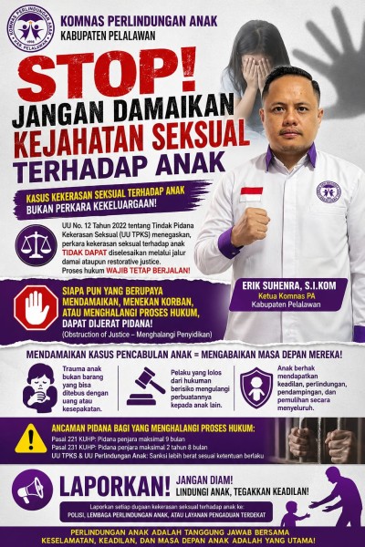 Diduga Ada Upaya Damai Kasus Pencabulan Anak di Pelalawan, Komnas PA: Bisa Dipidana!