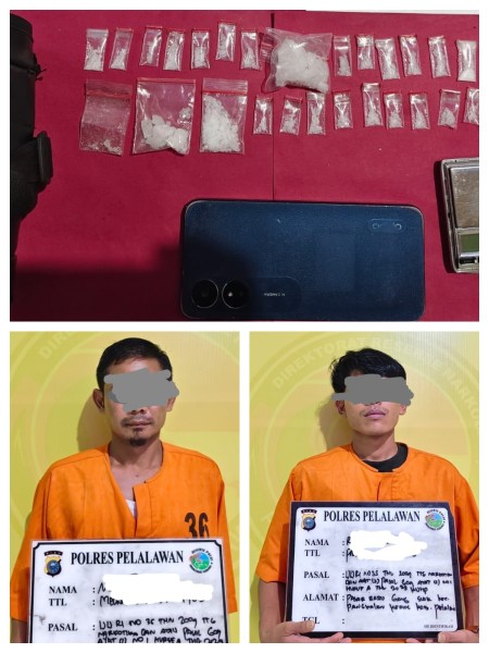 Satresnarkoba Polres Pelalawan Bongkar Peredaran Sabu, Dua Pengedar Ditangkap dengan 45 Paket Barang Bukti