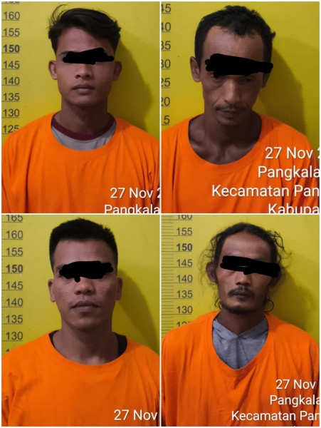 Polsek Pangkalan Kerinci Amankan Empat Pelaku Penggelapan Buah Sawit di Kebun PT Pesawon Raya
