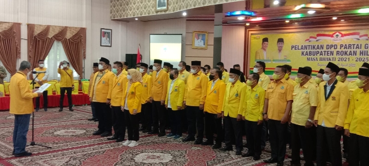 Lantik DPD II Partai Golkar Rohil , H Syamsuar, Sebut Warna kuning kebanggaan  Masyarakat Riau