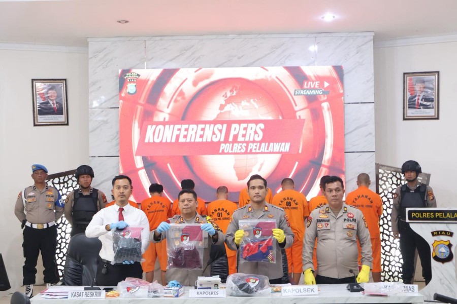 Polres Pelalawan Gelar Konferensi Pers, Salah Satunya Terkait Pemerasan Bermodus Mengaku Anggota BNN