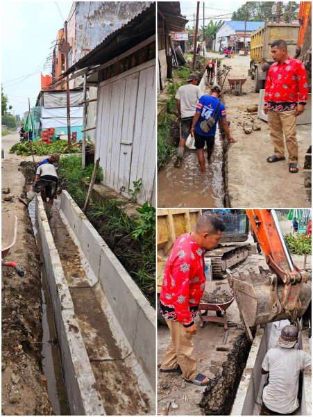 Tinjau Pembangunan Drainase, Camat Pangkalan Kerinci Harapkan Pekerjaan Selesai Tepat Waktu