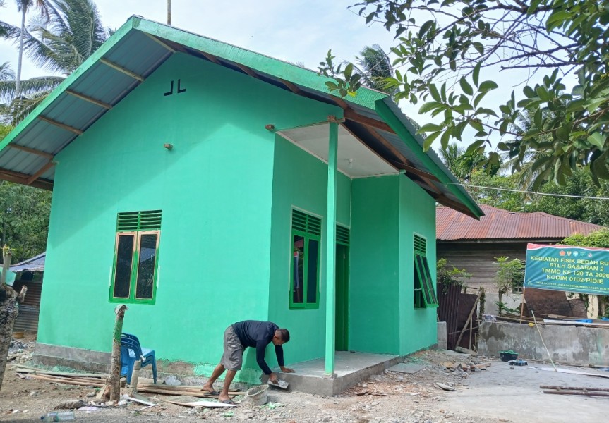 Rehab 5 RTLH TMMD ke-129 Kodim 0102/Pidie Capai 80 Persen, Satgas Fokus Tuntaskan Pekerjaan Finishing