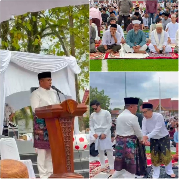 Sholat Idul Adha Dilapangan Mini Soccer Pangkalan Kerinci, Ini Sambutan Bupati H Zukri
