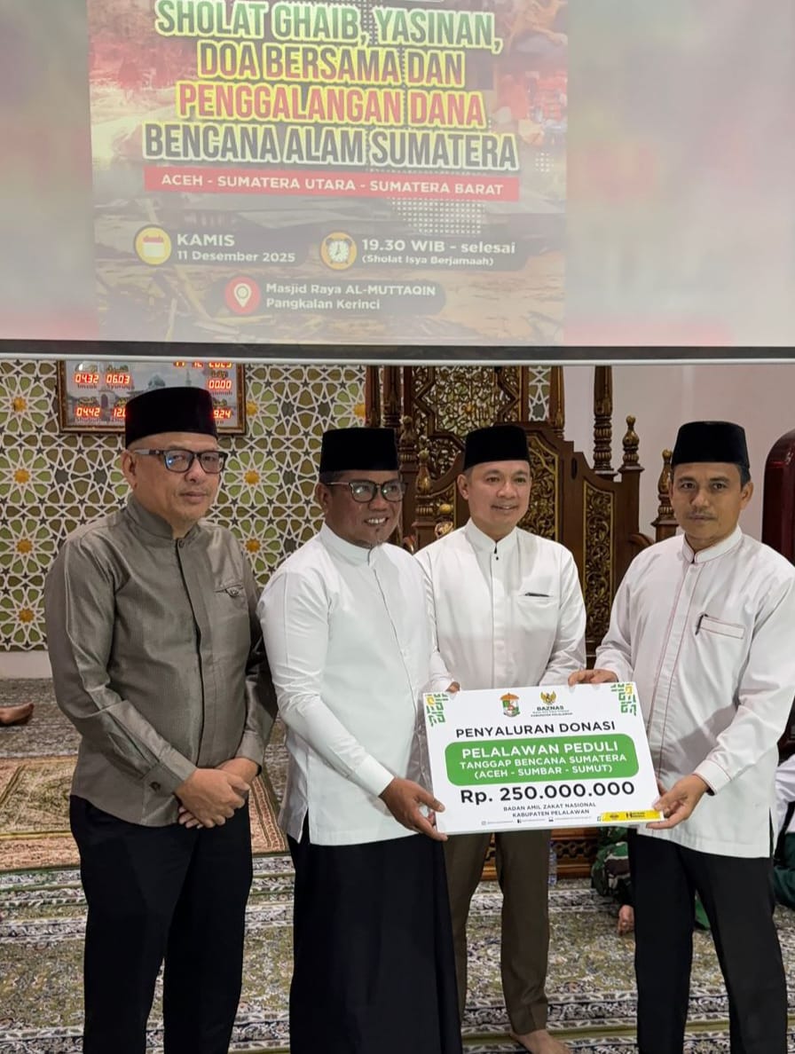 Pemkab Pelalawan Gelar Sholat Ghaib, Yasinan, dan Penggalangan Dana untuk Korban Bencana di Sumatra