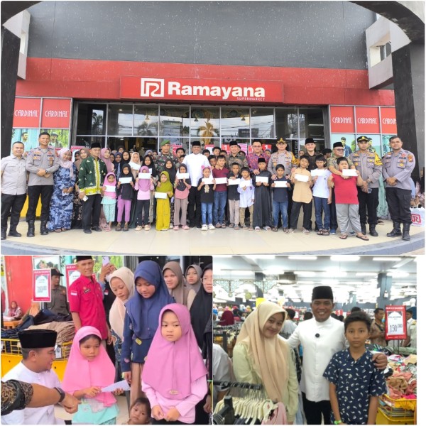 Bupati Zukri Didampingi Forkopimda Pelalawan Ajak 500 Anak Yatim Belanja Baju Baru