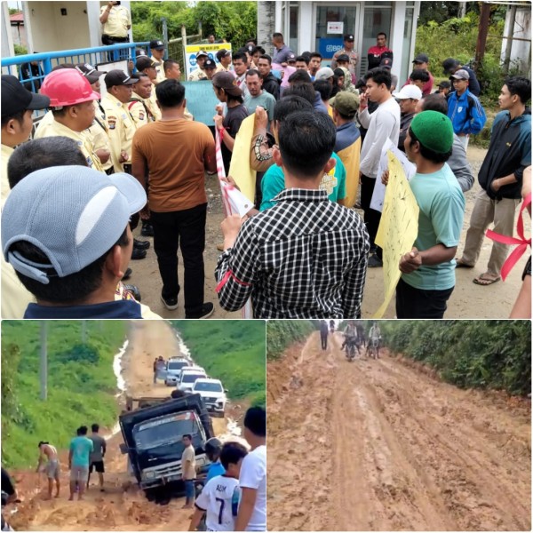 Jalan Rusak Tak Kunjung di Perbaiki, Warga Desa Tanjung Kuyo Geruduk PT SLS