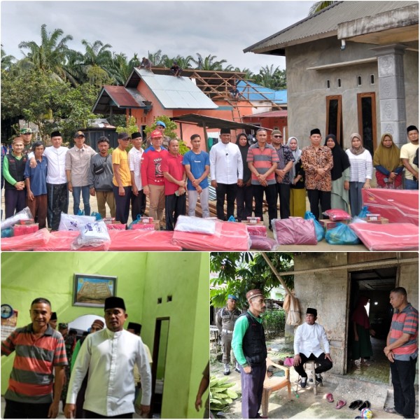 Bupati Pelalawan Tinjau Rumah Korban Musibah Angin Puting Beliung di Desa Lubuk Ogung